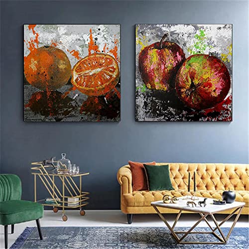 Fraise Ananas Mur Photos déco moderne pour cuisine et salle à manger lot de toiles 60x60