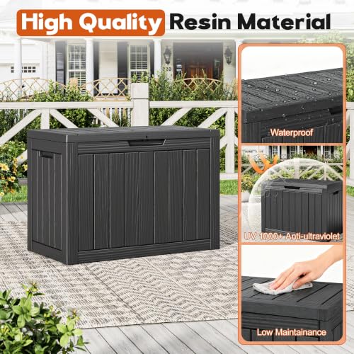 NBYSGO Outdoor Storage Box, Resin Deck Boxes outdoor, Waterproof Storage Box Lockable Lid (Black, 45 Gallon) — view 3