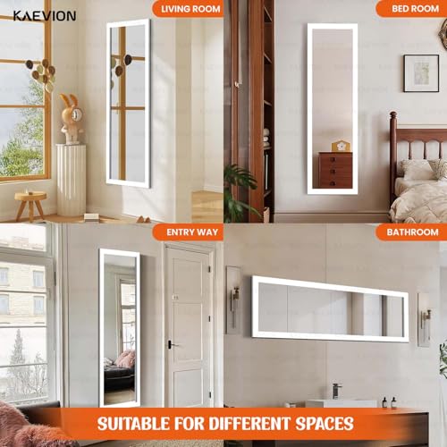 Image of White Framed Full Length Mirror, 48 inch x 12 inch Wall Mounted Body Mirror with 5mm HD Shatterproof Glass, Vertical & Horizontal Hanging Mirror for Bedroom, Bathroom, Living Room, Entryway
