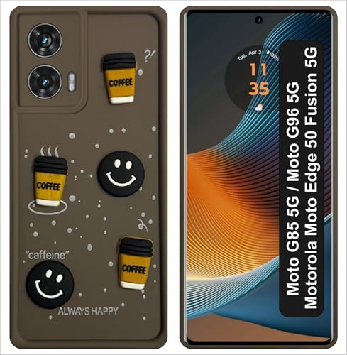 Image of SBMS Silicone Back Cover Case for Motorola Moto Edge 50 Fusion /G85 /G96 5G | Cute Fun 3D Cartoon, Coffee Design Silicone Case | Camera Protection Bump | Shockproof Case for Moto G85 (Coffe Mug Brown)