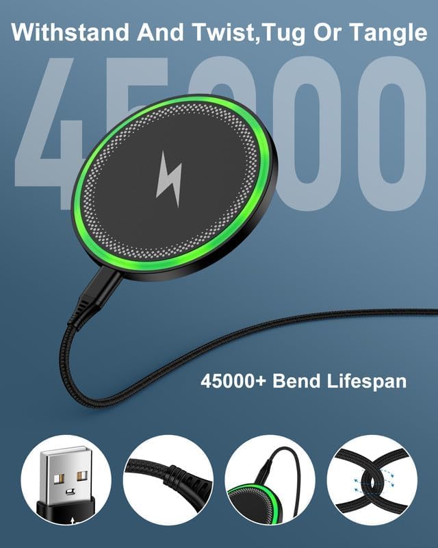 Wireless Charger Samsung S26, 15W Android Wire Less Charging Pad for Galaxy S25 Ultra S25+ S24, Fast Charging Station with Block for Google Pixel 10 Pro XL/9a Android iPhone 17 16 Cargador inalámbrico