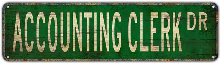 ACCOUNTING CLERK DR Retro Tin Signs Art Plaque Aluminum Metal Sign for Bedroom Kitchen Garden Wall Bar Club Coffee Hanging Home Decor 4x16 Inch