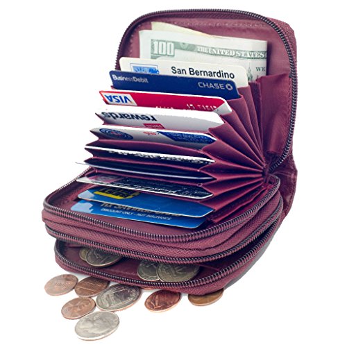 Vine Branch Genuine Leather Accordion Style Credit Card Holder Wallet