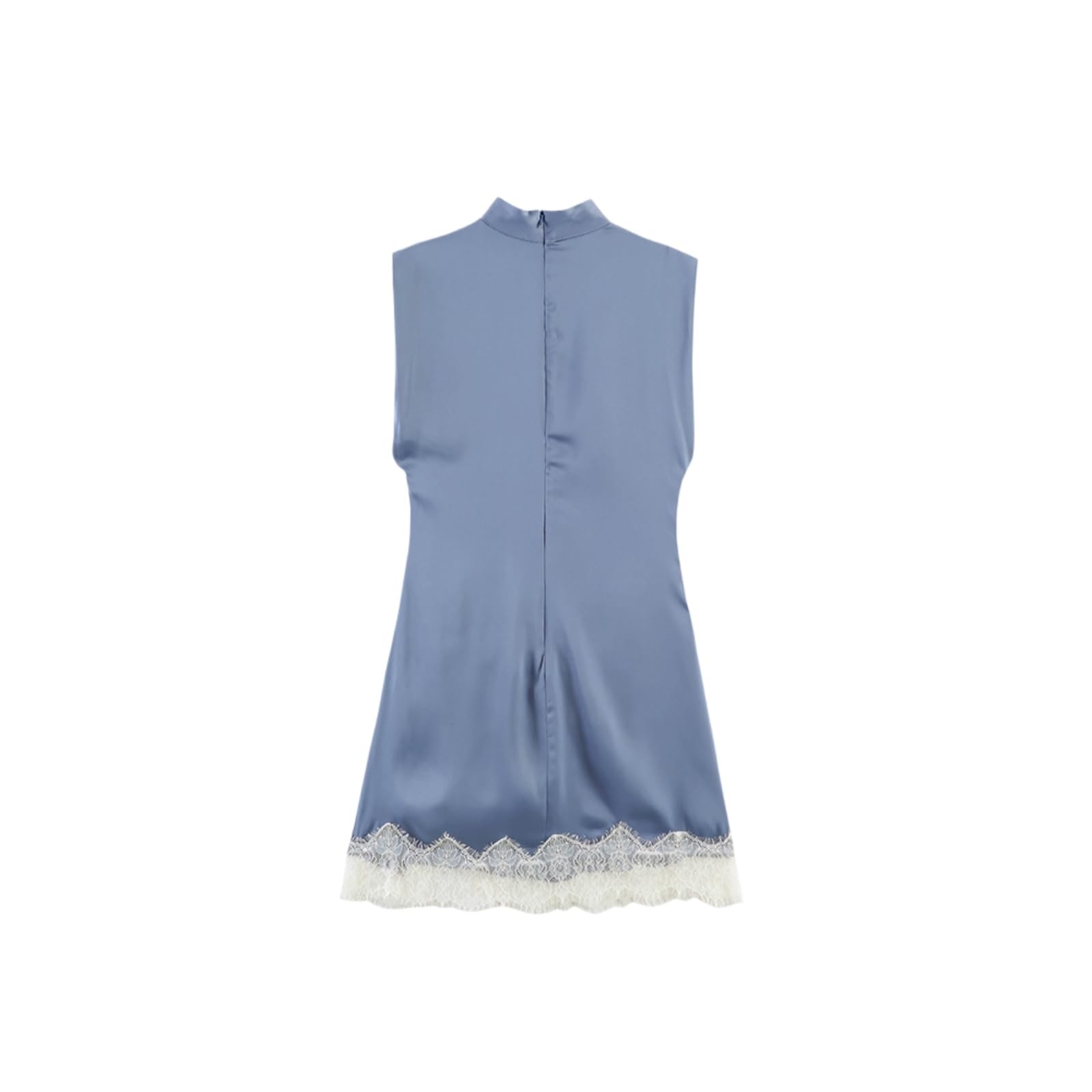 Vestito Donna Elegante Pizzo Mini Abito Senza Maniche Split Estivo Slim Fit Festa Sera Abbigliamento da Strada Outfit-1-xs