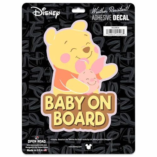 Image of Disney Winnie the Pooh Baby on Board Adhesive Vinyl Decal - Adorable Pooh Car Sticker for Families with Baby on Board