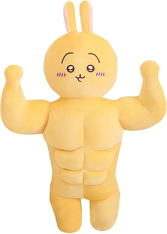 Chikawa Plush, Muscle Funny Ulgy Usagi Stuffed Figure Throw Pillows for Home Decor for Cartoon Fans Adults, Cute Plush Kawaii Accessories