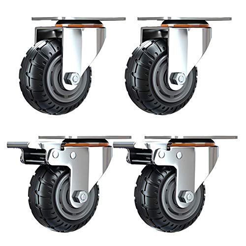 Roulettes robustes en acier et caoutchouc avec double roulement interne - 2