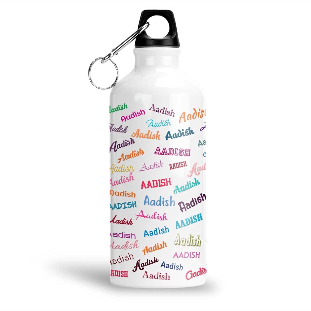 FurnishFantasy Personalised Aluminium 750ml White Sipper Bottle/Water Bottle for Kids - Best Birthday Gift for Son, Daughter, Brother, Sister, Return Gift for kids - Color - White, Name - Aadish