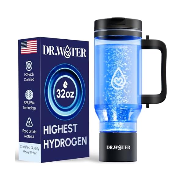 Hydrogen Water Bottle - 3X More Hydrogen Concentration - 32oz Hydrogen Water Bottle Generator - Portable Hydrogen Water Machine | Certified H2 Generator - HydroStanley Black