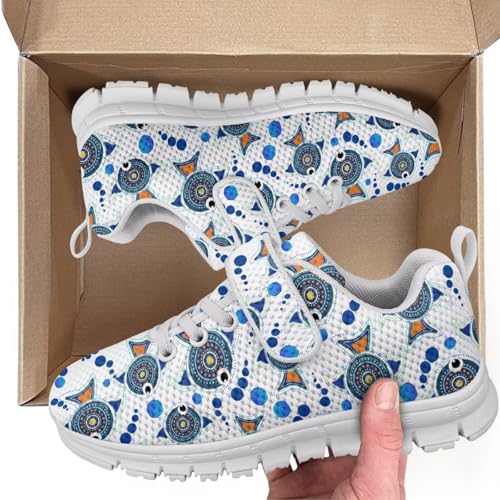 Kids Shoes Running Shoes Girls Boys Primary School Students Sports Shoes Spring and Autumn Casual Shoes Marine Life Pattern（White Sole）2