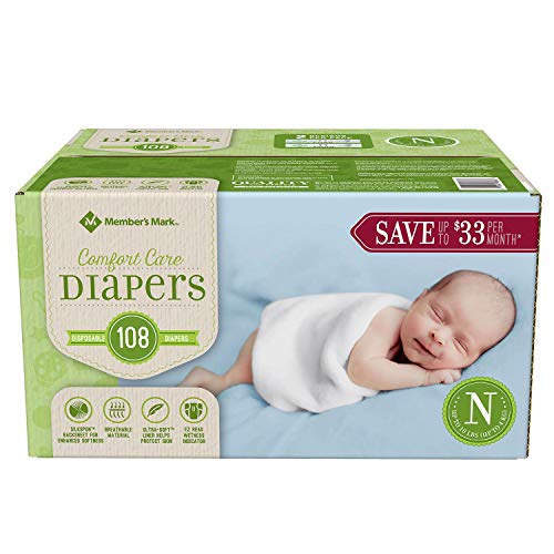 Image of Member's Mark Comfort Care Baby Diapers, Newborn Up to 10 Pounds (108 Count)