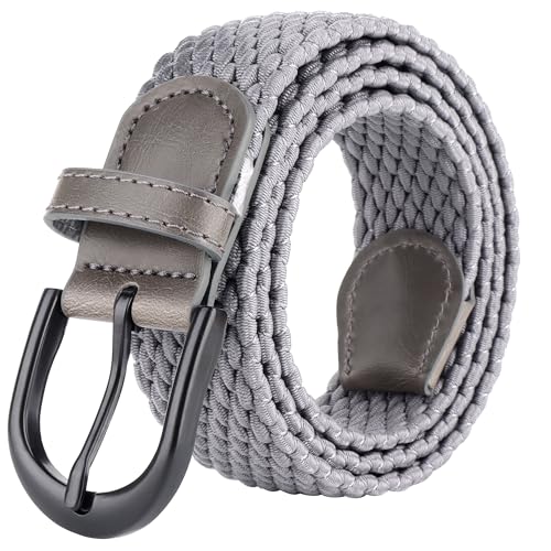 Image of Mile High Life | Braided Stretch Elastic Belts | Pin Oval Solid Black Belt Buckle | PU Loop End Tip Men /Women /Junior Belt
