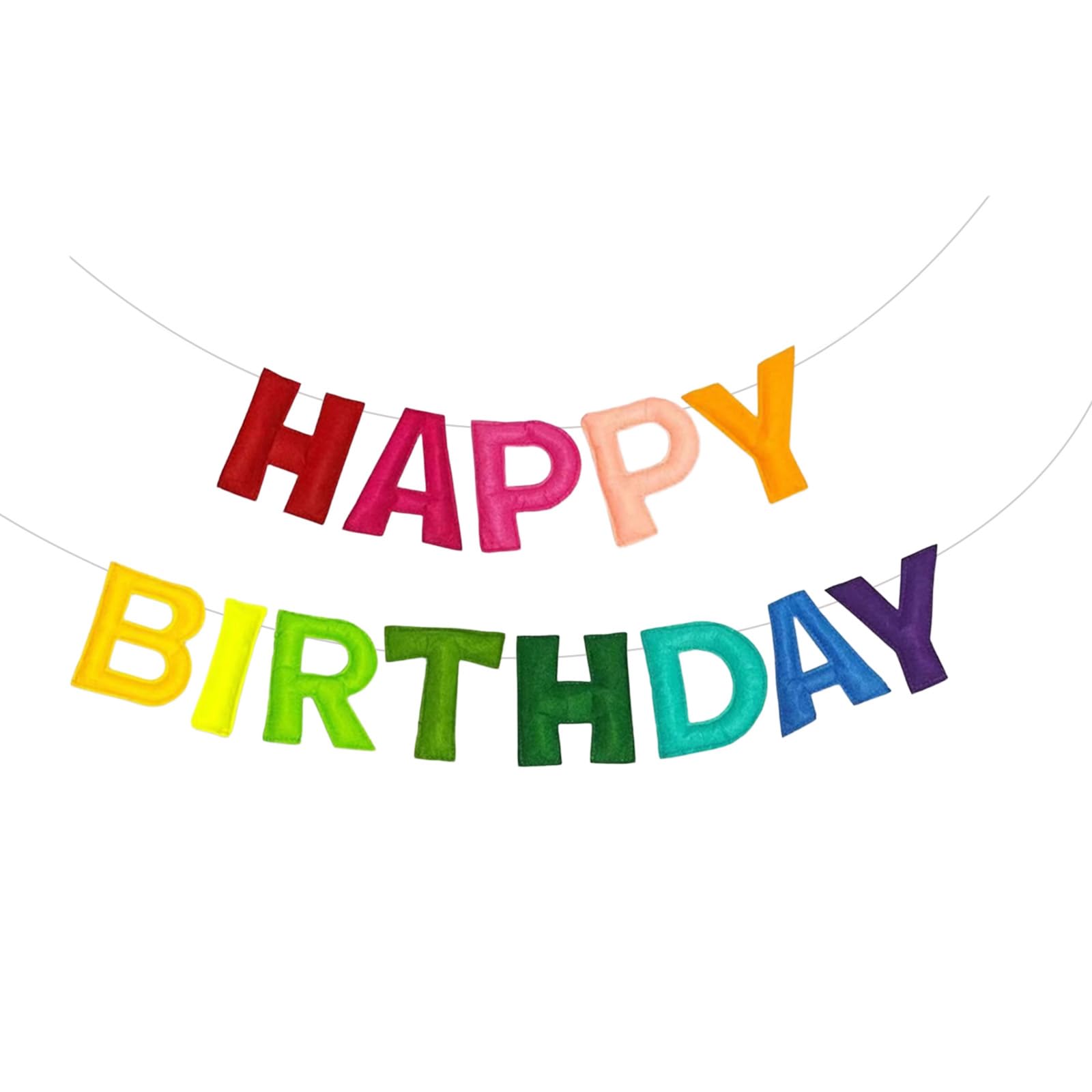 Fabric Happy Birthday Banner, Reusable Birthday Decorations, Pre Strung Multicolour Felt Garland, Personalised Happy Birthday Banner for Boys Girls Women Men Room Photo Prop