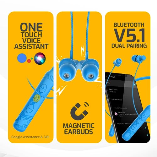 Image of BeLL BLBHS162 Bluetooth Wireless Neckband in Ear Earphone Headset with deep bass, 40H Play Time Stereo Sound with Magnetic Earbuds & Passive Noise Cancellation Neckband