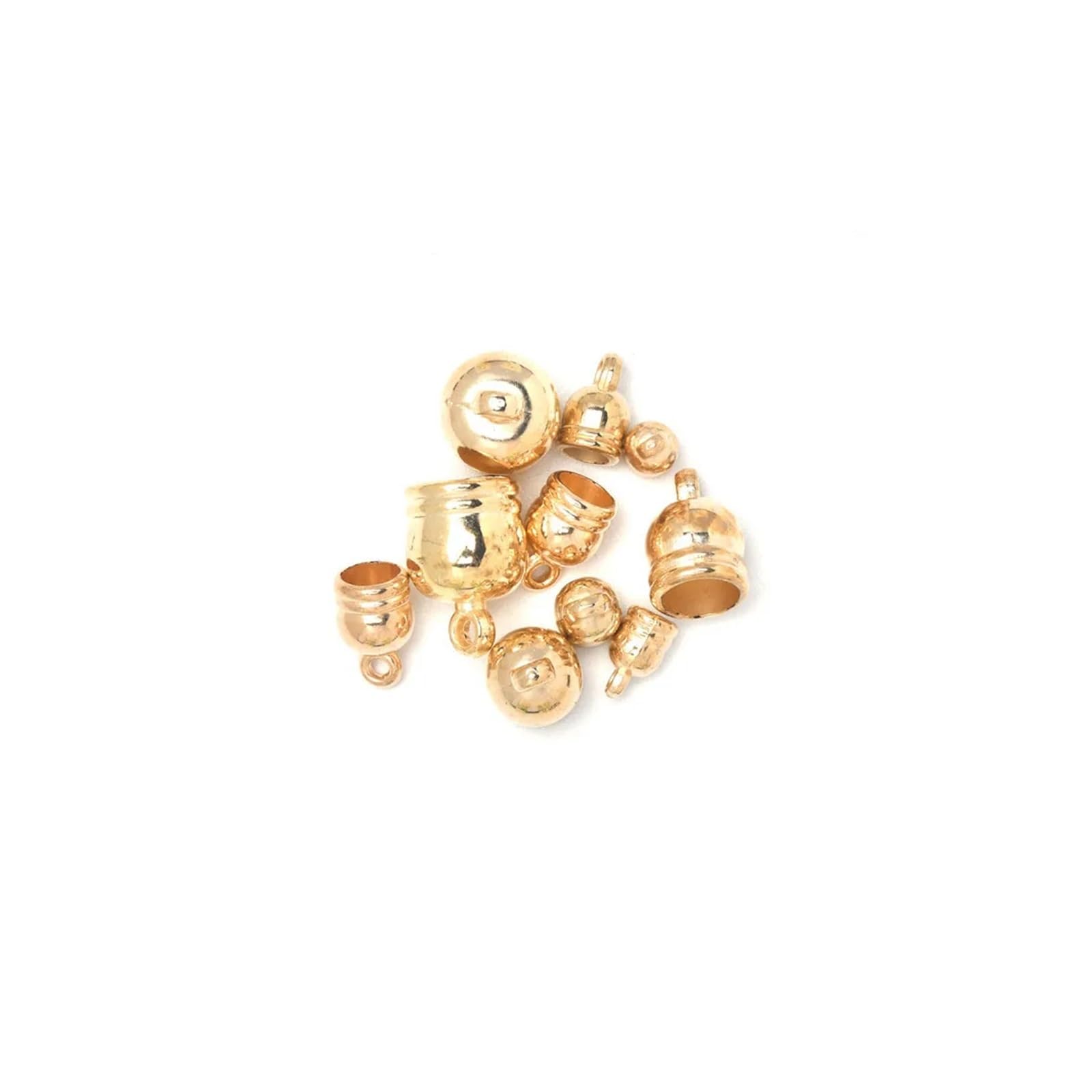 WEKONUMEX Rope Stoppers, Rope End Caps 50 Pack Inner Dia 4-10mm Multicolor for DIY Jewelry(Kc Gold,Inner Dia 10mm)