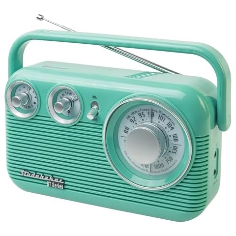 Studebaker SB2003BT Bluetooth Retro Portable AM/FM Radio with AC or Battery Operation (Teal) Cover