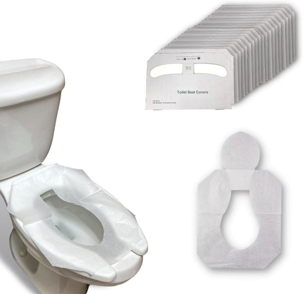 PSBM Toilet Seat Covers Liners, Half Pallet 125,000 Bulk Pack (500 Packs of 250) Flushable & Disposable Paper Sanitary Covers for Bathroom, White, Fits Half Fold Seat Cover Dispensers