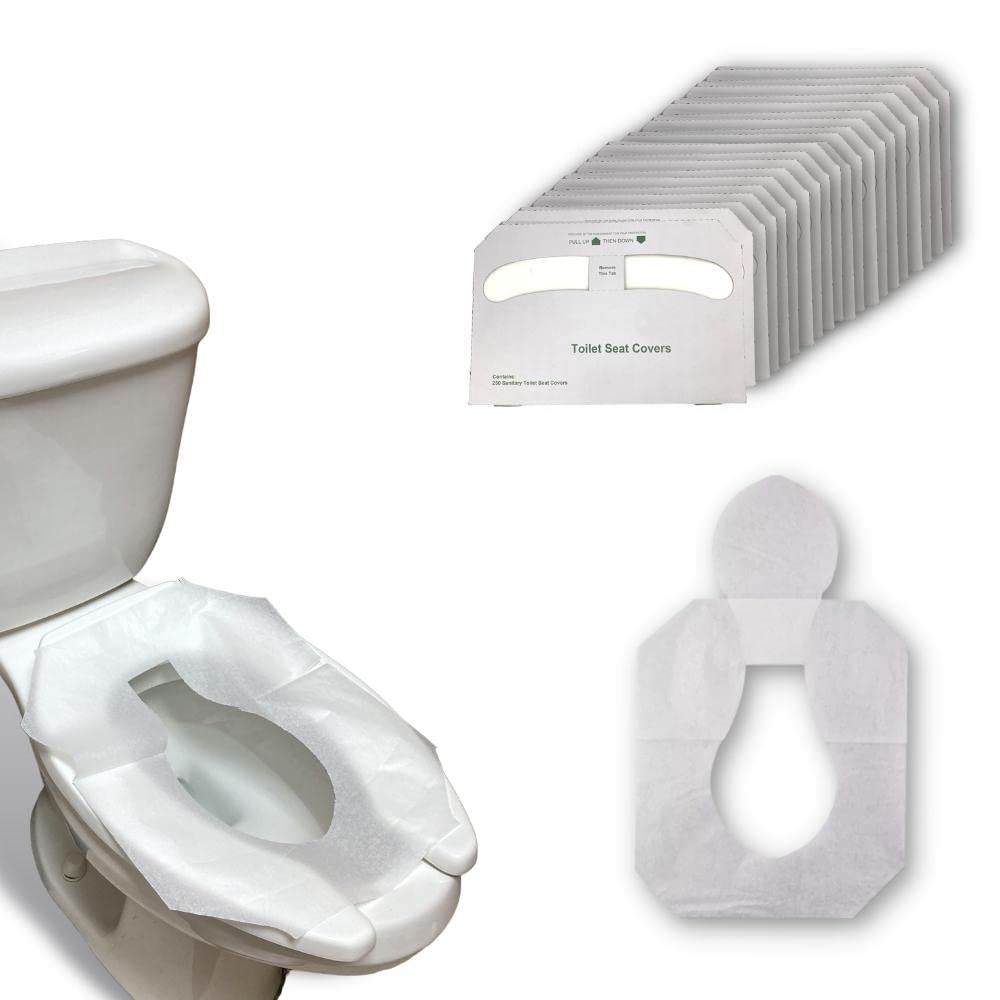 PSBM Toilet Seat Covers Liners, Half Pallet 125,000 Bulk Pack (500 Packs of 250) Flushable & Disposable Paper Sanitary Covers for Bathroom, White, Fits Half Fold Seat Cover Dispensers