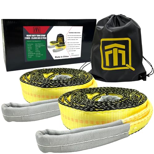 QTM 2 Pack 2 inchX12 feet Recovery Tow Strap Heavy Duty | 25,000L...