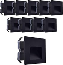 Kit of 10 Outdoor Step Lights IP65 LED 5W Recessed Box Box 503 Stairs Garden Avenue Steps CCT 3 Colours Selectable Cold Warm Light Natural (Black - 10 Pieces)