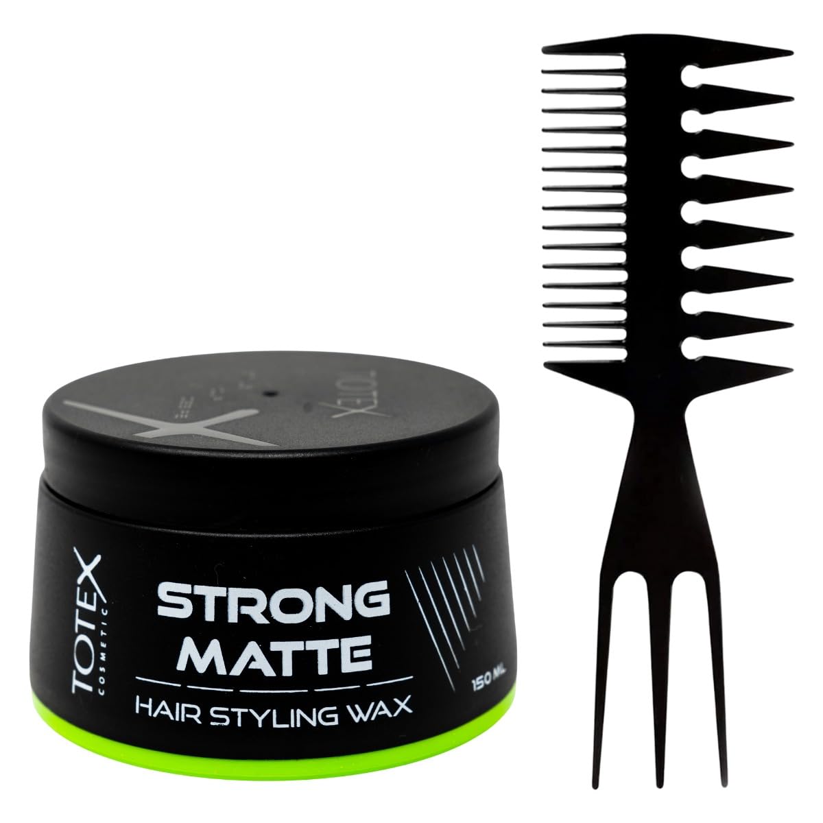 Hair Styling Wax Strong Matte 150ml with Wide Tooth Comb No2 | Long Lasting Strong Hold Hair Wax for Men & Women | Professional Matte Finish Styling Wax & Barber Hair Comb Set