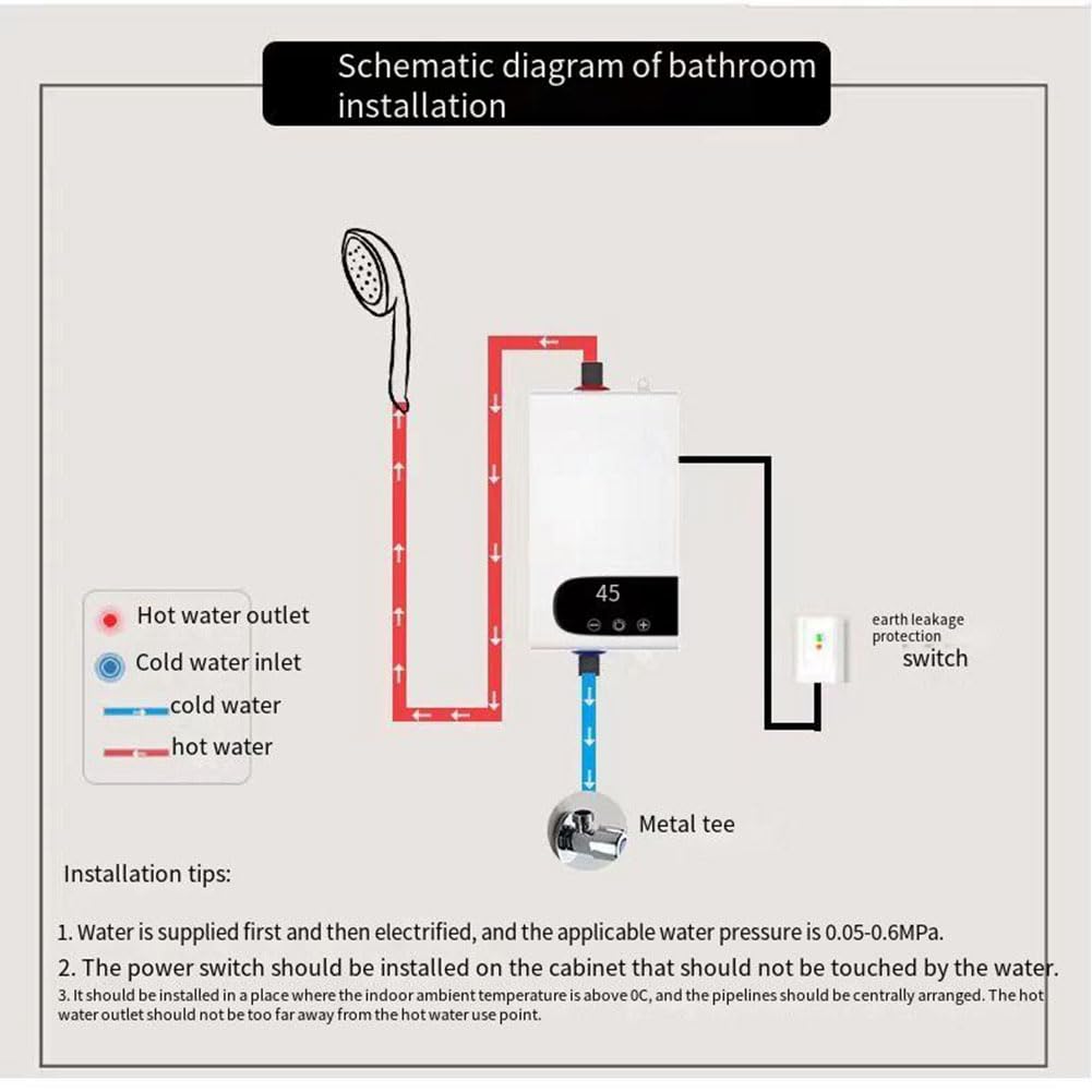 Calentador de agua eléctrico de 4500 W - Calentamiento rápido instantáneo, pequeño calentador de agua eléctrico, temperatura constante, enchufe de la UE, fácil instalación, fácil de usar