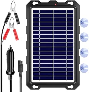 Upgraded 7.5W-Solar-Battery-Trickle-Charger-Maintainer-12V Portable Waterproof Solar Panel Trickle Charging Kit for Car, Automotive, Motorcycle, Boat, Marine, RV,Trailer,Powersports, Snowmobile, etc.