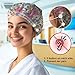 DELORIGIN Line Art Flowers Scrub Caps with 4 Buttons Cotton Nurse Cap Elastic Surgical Hats with Sweatband Chef Bouffant Scrub Cap for Women Men Vet Nurse Cooking Cleaning Head Cover One Size Fits All