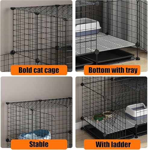 Abnehmbarer Katzenkäfig – Tragbares Haustiergehege für Indoor-Katzen und Kleintiere – Faltbares Design mit einfacher Montage und inklusive Katzentoilette