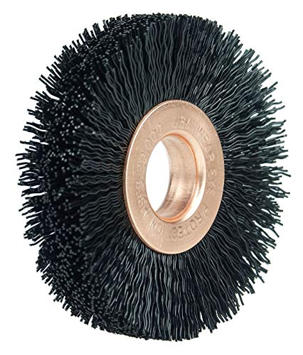 Image of Weiler 17233 2 inch Small Diameter Nylon Wheel Brush, .014 inch Crimped Black Nylon Fill, 1 /2 inch Arbor Hole, Made in The USA (Pack of 10)