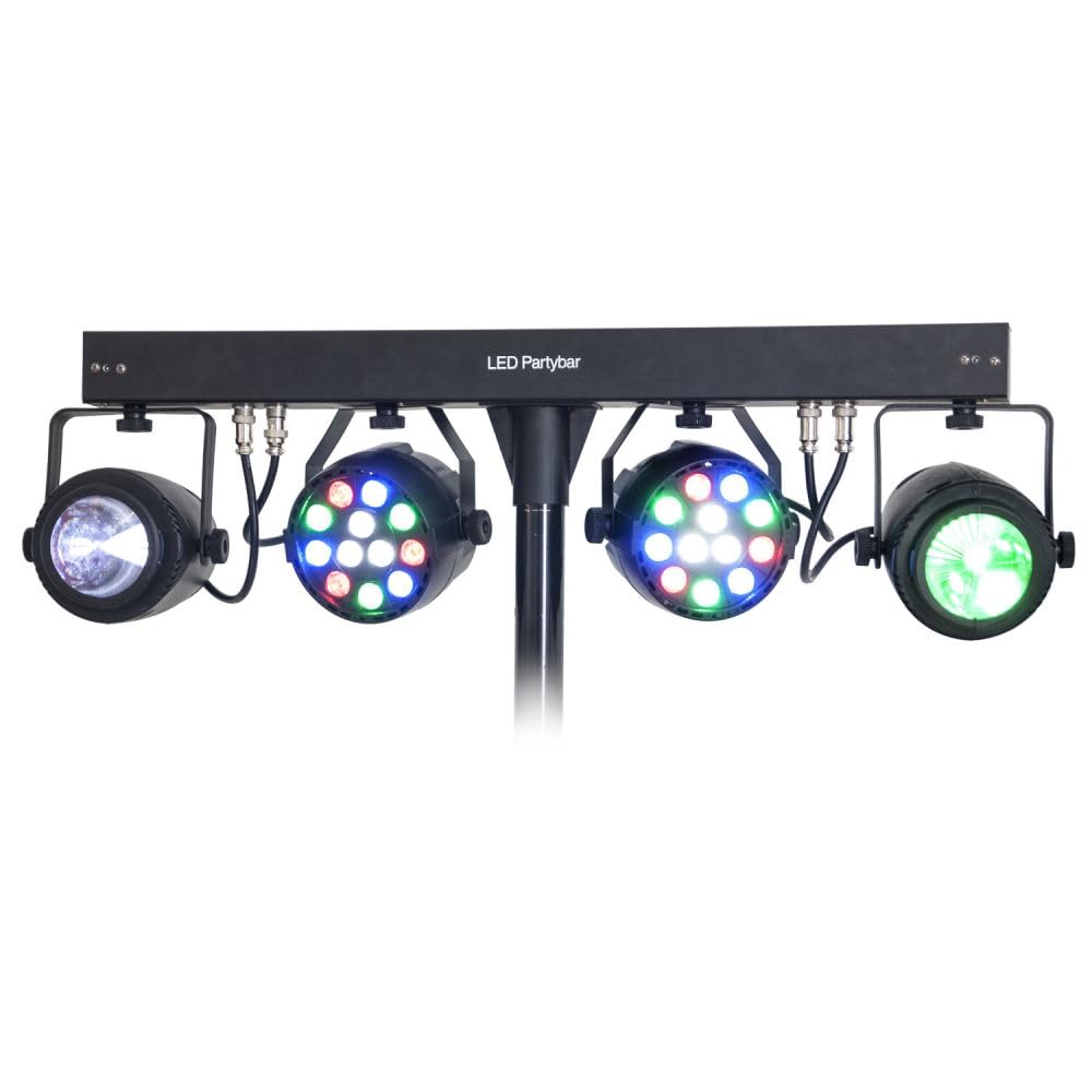 Ibiza - DJLIGHT60 - Stativo per luci con 2 proiettori PAR RGBB e 2 MOON FOWER RGBBBA - Pacchetto LED 4-in-1