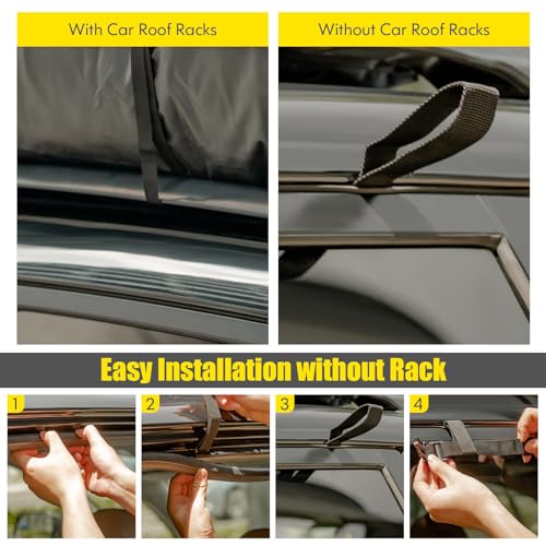 COSTWAY 15/21 Cubic Feet Car Roof Bag, 100% Waterproof Roofing Cargo Carrier with Anti-Slip Mat, Combination Lock & Straps, Rooftop Luggage Storage Box (Black, 21 Cubic Ft/600L) - Image 4
