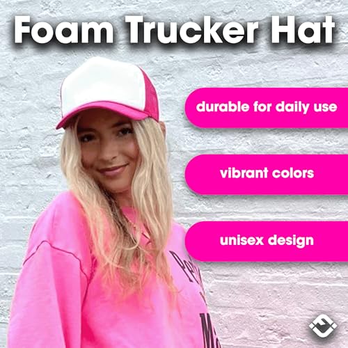 Image of Funky Junque Foam Trucker Hat, Trucker Hats for Women & Men - Blank Adjustable Snapback Mesh Back Baseball Cap