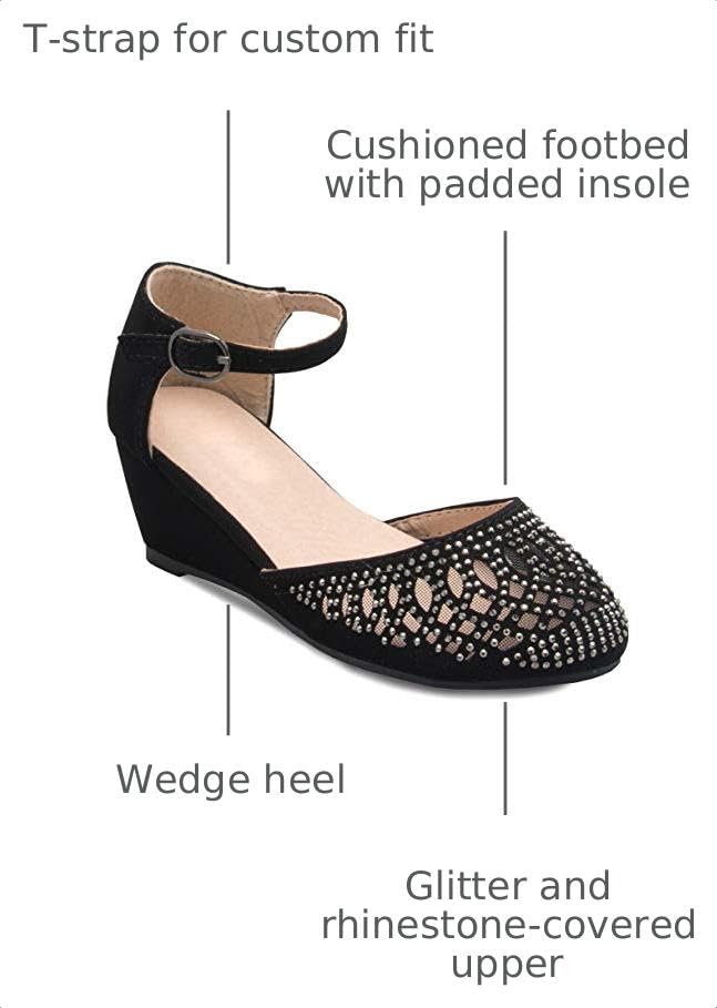Image of Olivia K Girls Glitter and Rhinestone Open Toe Wedge Heel (Toddler /Little Girl)