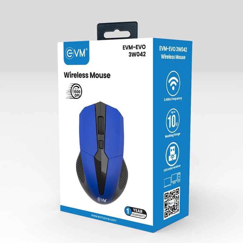 EVM EVO Wireless Optical Mouse for Laptop & Desktop | 2.4GHz USB ...