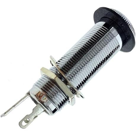 Replacement Mono Output Jack Socket for Bass Barrel Guitar, KAISH 6.35mm Brass Chrome Input