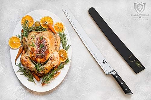 DALSTRONG Extra-Long Serrated Slicing & Carving Knife - 14 inch - Gladiator Series Elite - High Carbon German Steel - w/Sheath - NSF Certified