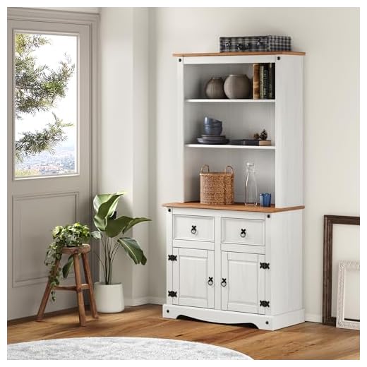 Corona Buffet Hutch Welsh Dresser Small Sideboard White Wax