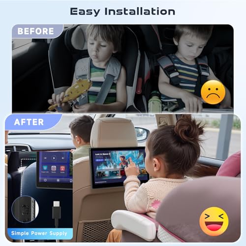 Tragbarer Auto-TV-Kopfstützen-Monitor-Player für den Rücksitz mit Bluetooth, 10,1-Zoll-IPS-Touchscreen-Videoplayer, unterstützt Carplay und Android Auto