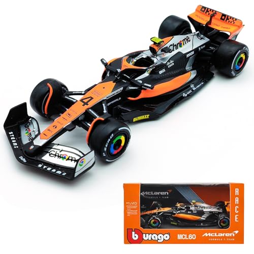 Bburago P2 British GP Mclaren 2023 F1 MCL60 4# Lando Norris Modelo de Auto de Aleación Diecast