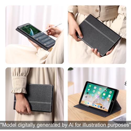 Étui iPad 10.2 9e 8e 7e génération cuir véritable housse tablette jaune marron - 6