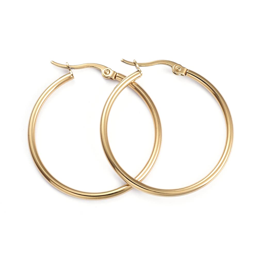 Via Mazzini Gold Plated Stainless Steel No-Rusting No-Tarnish Everyday Wear Round Hoop Earrings For Women And Girls (ER2150) (B0BYP145WK) Amazon Price History, Amazon Price Tracker