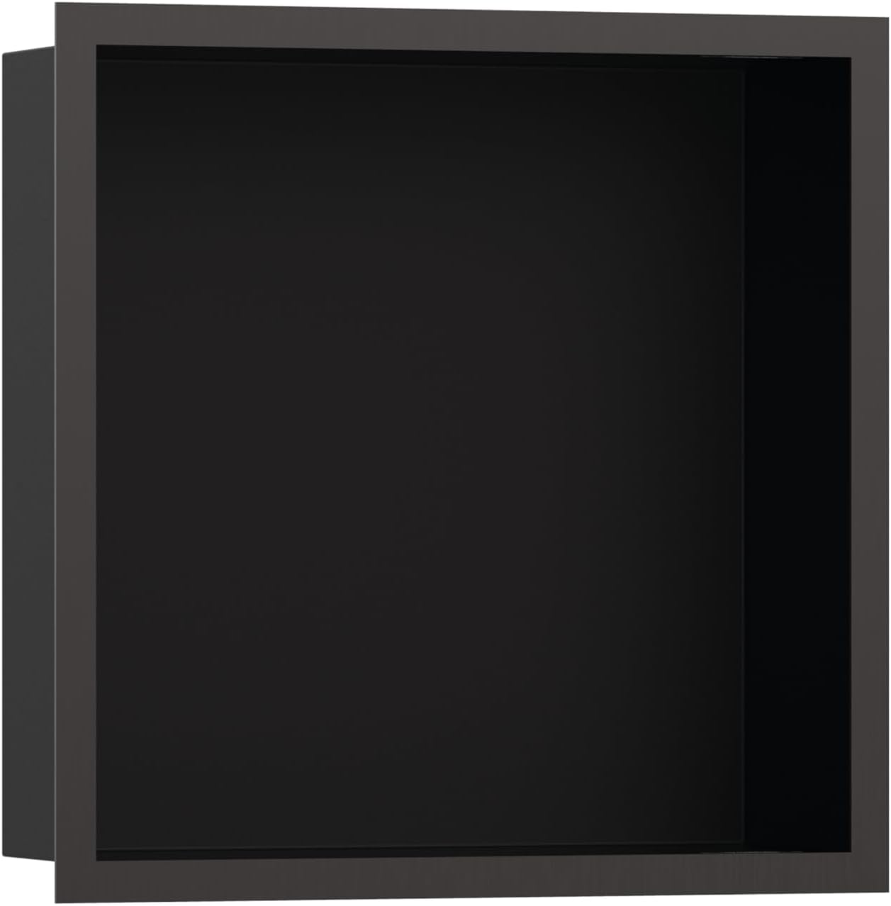 hansgrohe XtraStoris Individual Recessed Wall Niche Matte Black with Design Frame 12"x 12"x 4" in Matte Black, 56098670