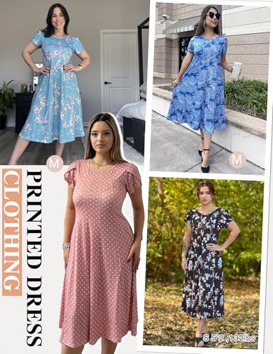Image of ZEAGOO Womens Casual Dresses for Summer Short Sleeve Flare Midi Dress Loose Flowy Beach Sundress