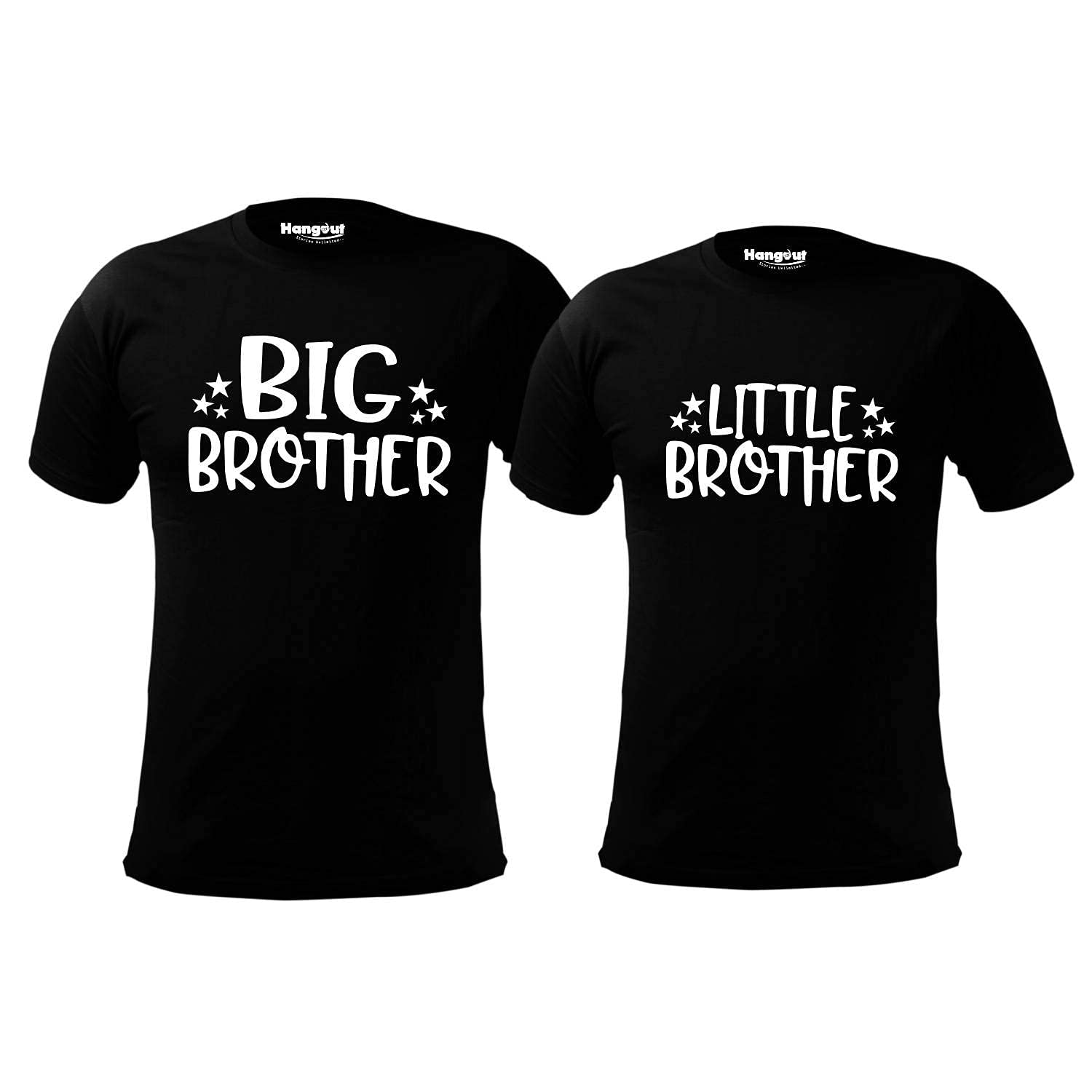 Hangout Hub Cotton Sibling Tshirts for Brothers | Family Kids Boy's Printed Big Brother Little Brother Matching Twinning Tees (Pack of 2)