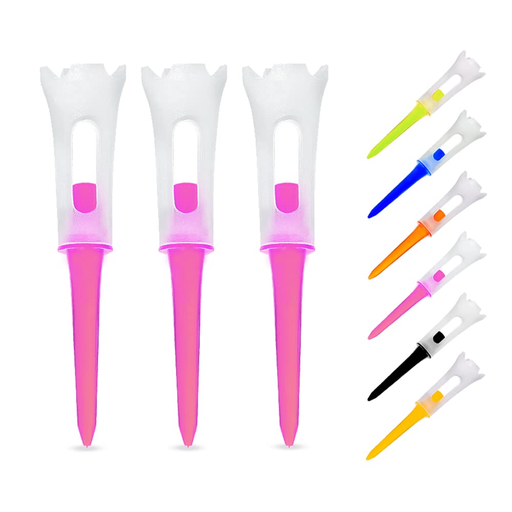 Moonshuttle Unbreakable Plastic Golf Tees, 3 1/4 inches, for Better Performance 3PCS