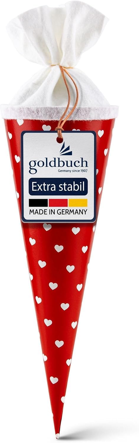 goldbuch 93 012 Geschwistertüte Herzen, Schultüte 35 cm Ø 11,5 cm, Rot Weiß