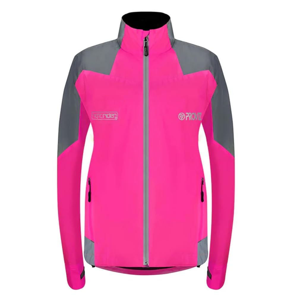 Proviz Women's Pink Nightrider Waterproof Cycling Jacket - Size 18