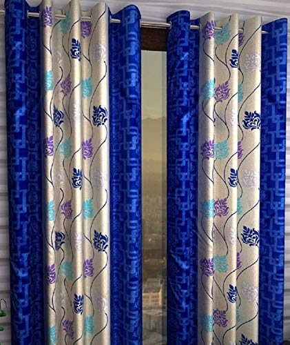 K 2 6 Honey Traders Premium 1 Piece Eyelet Polyster Door Curtain - 7ft, Blue-image-0