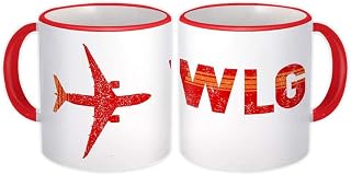 New Zealand Wellington Airport WLG : Gift Mug Travel Airline Pilot AIRPORT - White w/Red Handle